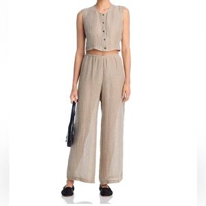 LESET Textured Beige Vest and Pants Set